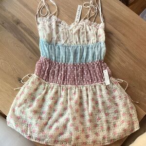 For Love & Lemons Floral Tiered Smocked Sundress